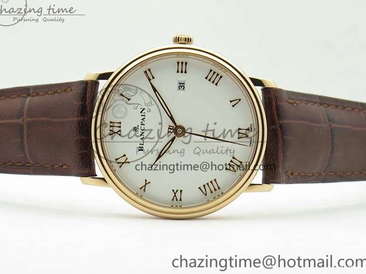 0309 Villeret 6651 RG ZF 1:1 Best Edition White Dial On Brown Leather Strap A Unique 8097